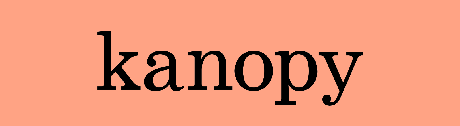 pink background with black "Kanopy" text